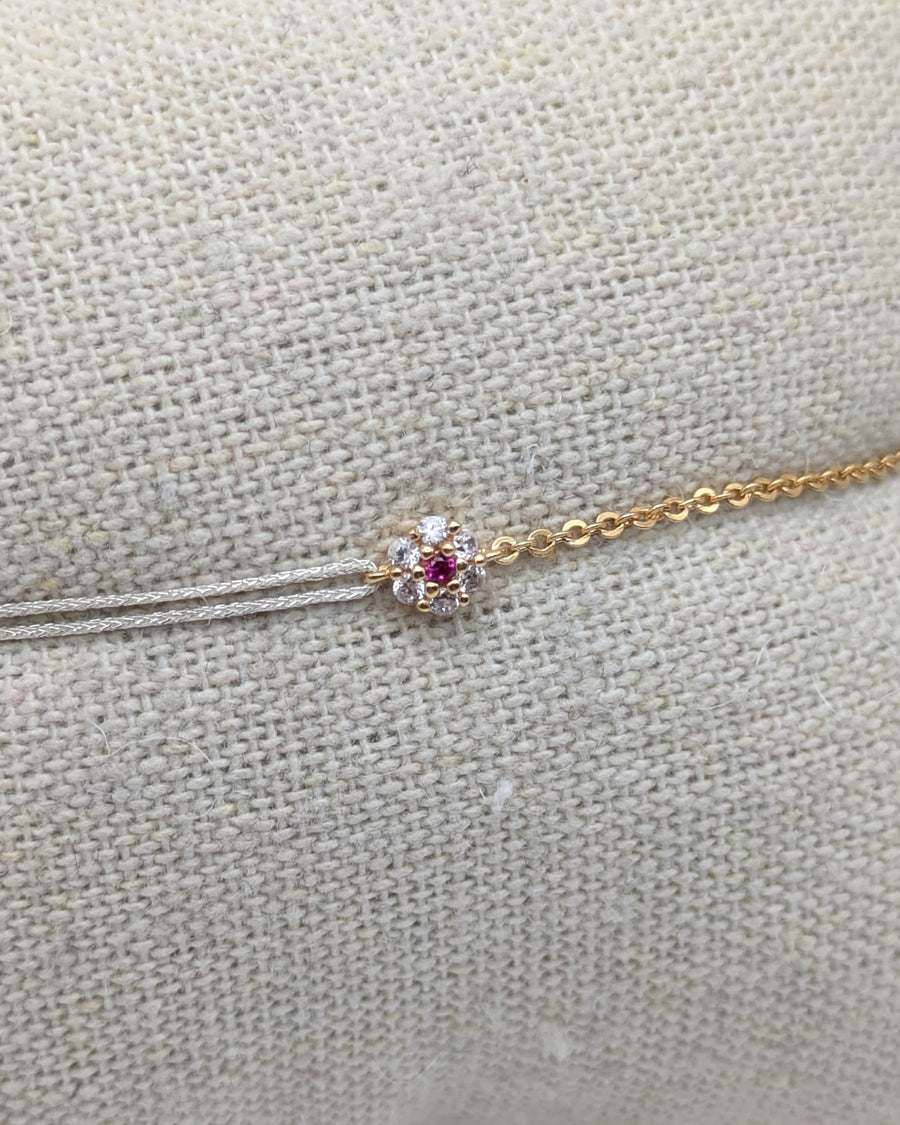 Bracelet fleur mi chaîne mi cordon
