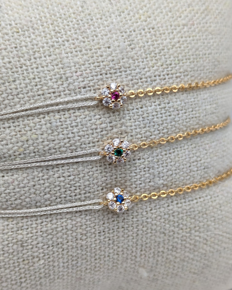 Bracelet fleur mi chaîne mi cordon