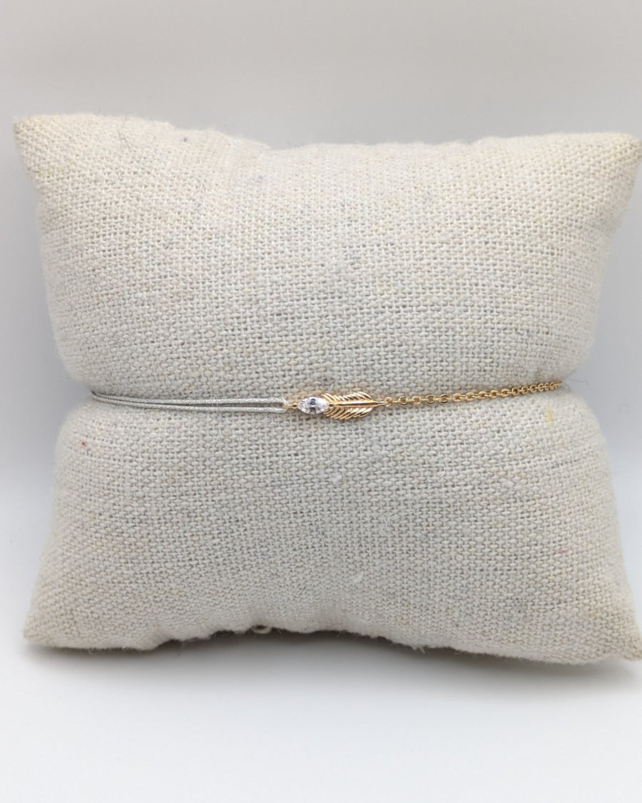 Bracelet plume mi chaîne mi cordon