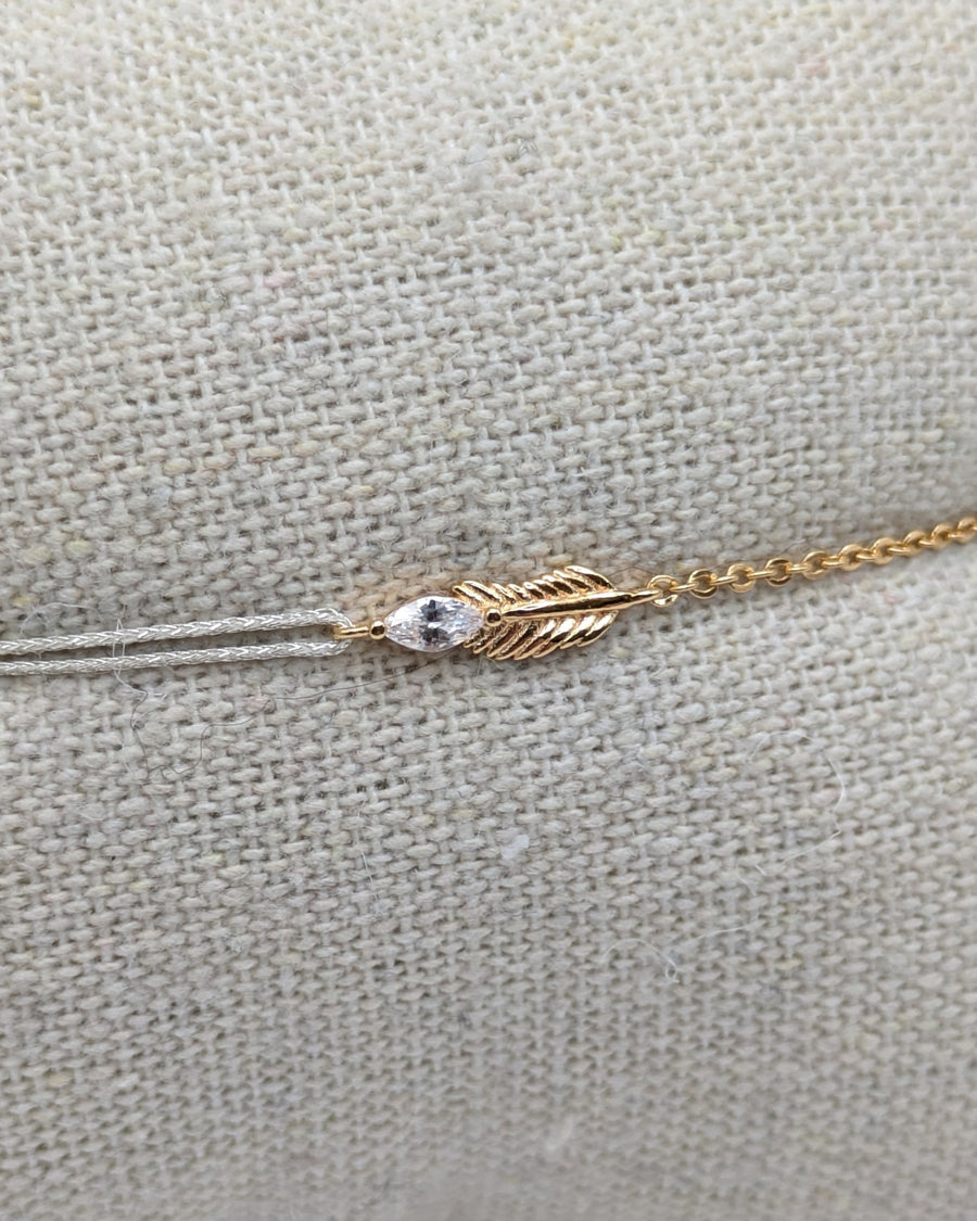 Bracelet plume mi chaîne mi cordon