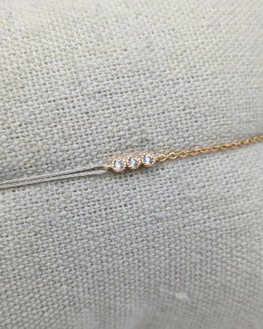 Bracelet 3 oxyde mi chaîne mi cordon