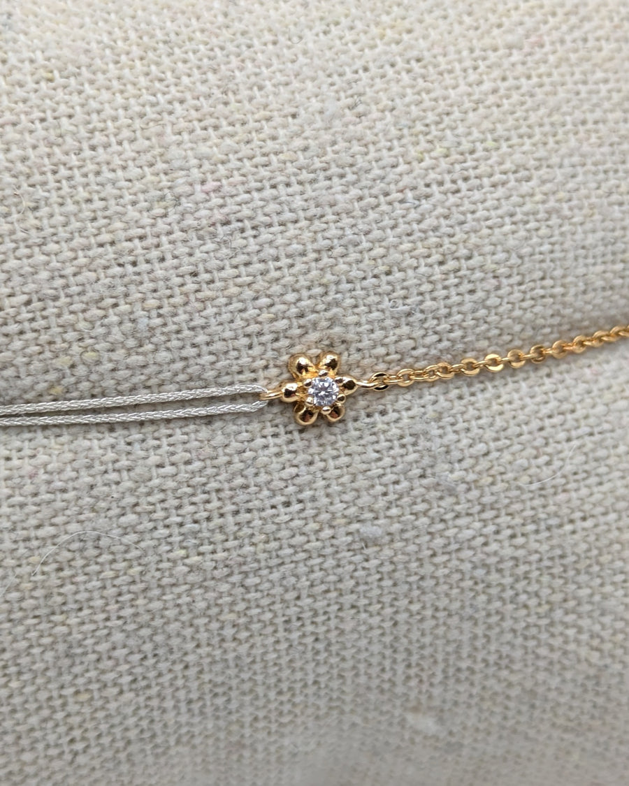 Bracelet petite fleur mi chaîne mi cordon