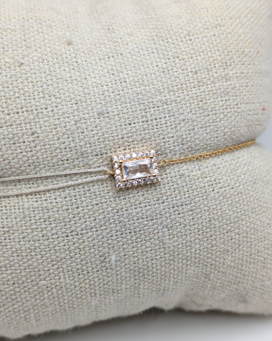 Bracelet rectangle mi chaîne mi cordon