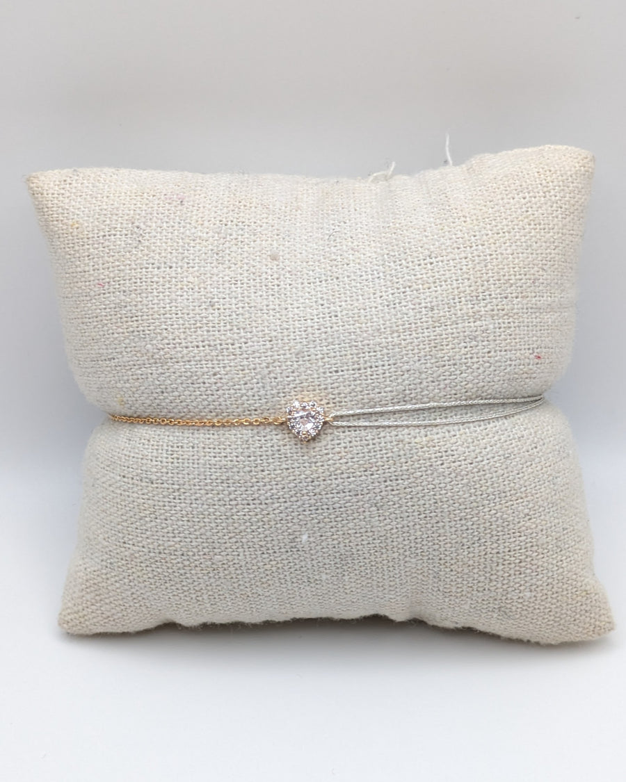 Bracelet cœur mi chaîne mi cordon