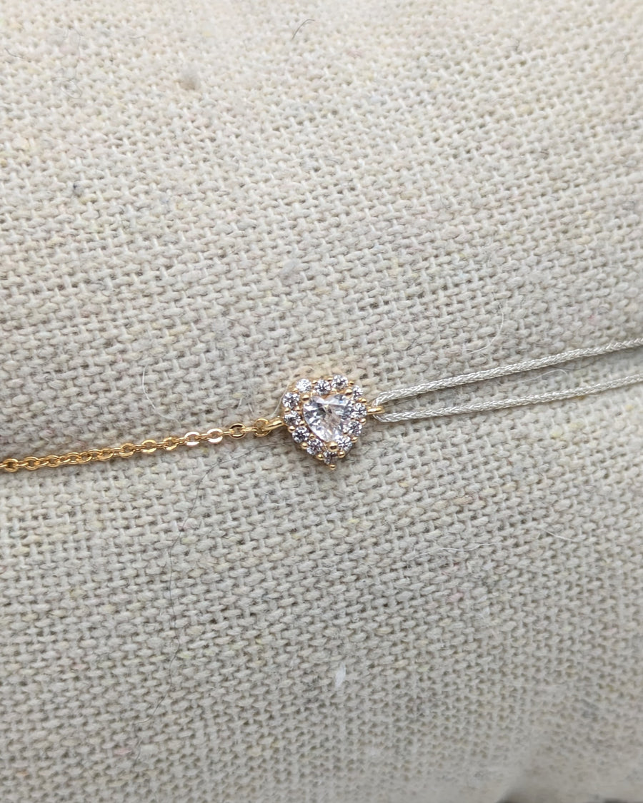 Bracelet cœur mi chaîne mi cordon