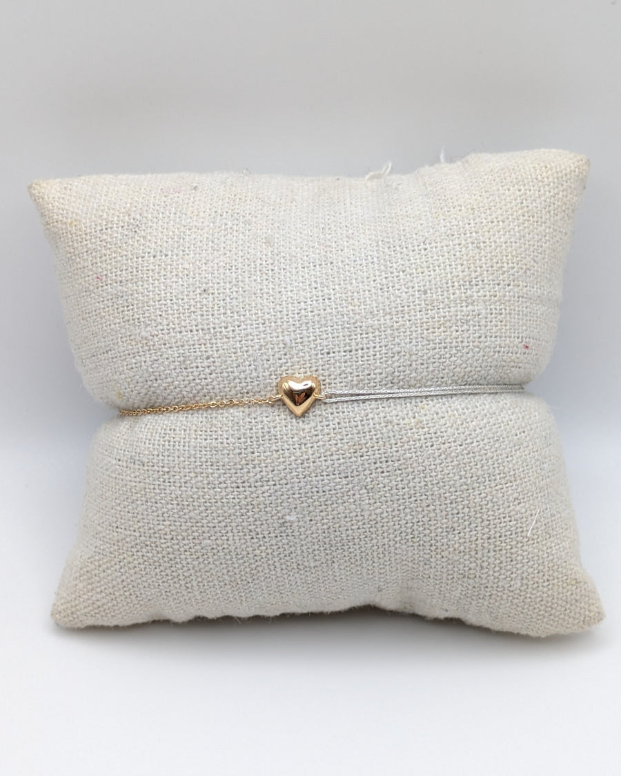 Bracelet cœur mi chaîne mi cordon