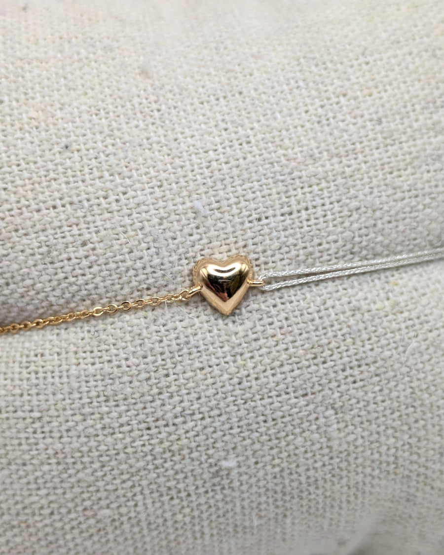Bracelet cœur mi chaîne mi cordon